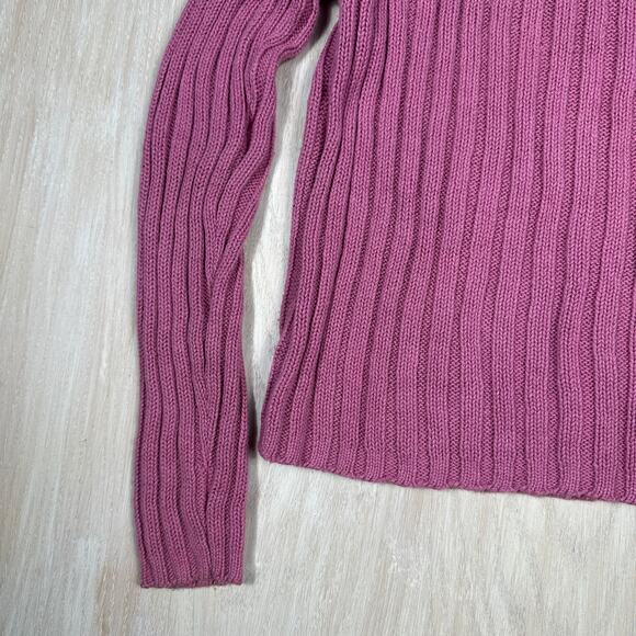 VTG Herman Geist Pink Mock Neck Ribbed Knit Slim Fit Casual Pullover Sweater LG - Picture 13 of 14